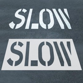 Slow Stencil, 36" Letter Height, Reusable Foldable Silicone Slow Pavement Stencil for Asphalt & Concrete Parking Lot Markings 45" x 103"