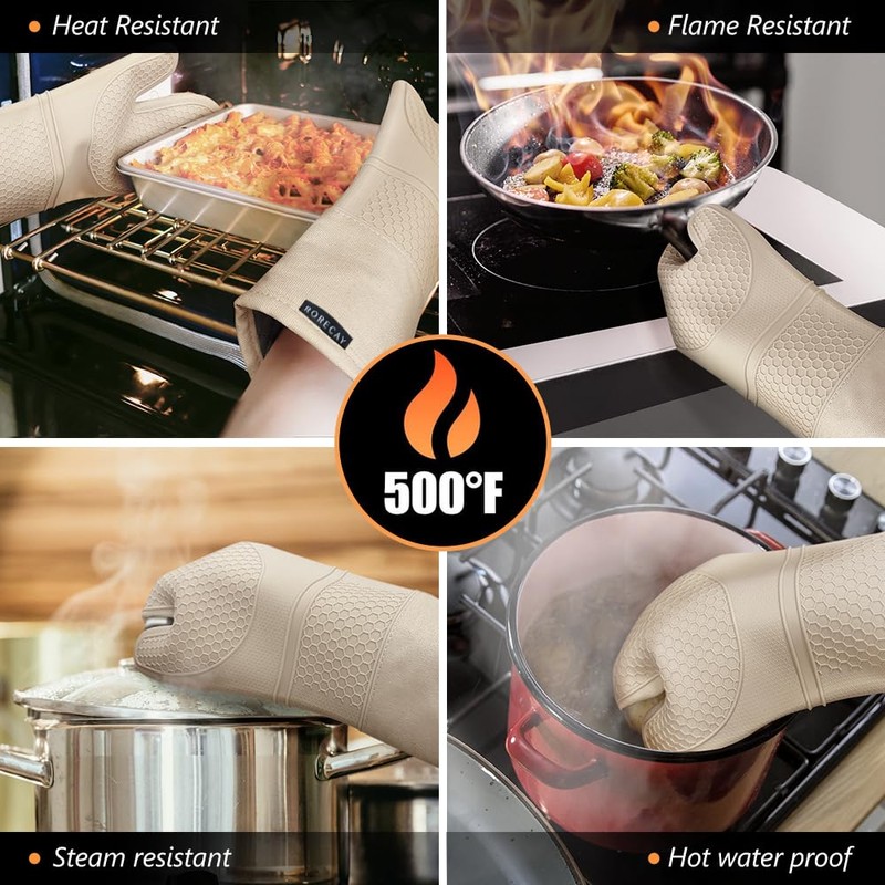 Rorecay Oven Mitts and Pot Holders Sets 6pcs, Extra Long