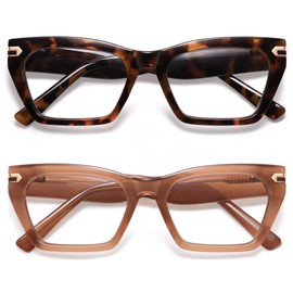 AMOMOMA Oversized Cat eye Reading Glasses for Women,Men Blue Light Blocking Computer Readers Spring hinge AM6148C2+C3 2.0