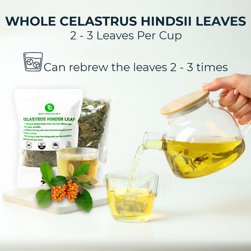 Celastrus Hindsii Leaf Tea - Re-Steep Pure Whole Leaves Vacuum