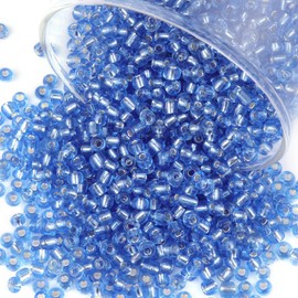 Gacuyi 2100Pcs 4mm Glass Seed Beads Bulk, 6/0 Blue Seed Beads Mini Small Pony Bead for Bracelet Waist Earring Necklace Jewelry Making