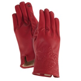 Laurel Burch Floral Cuff Red Leather Golves Medium
