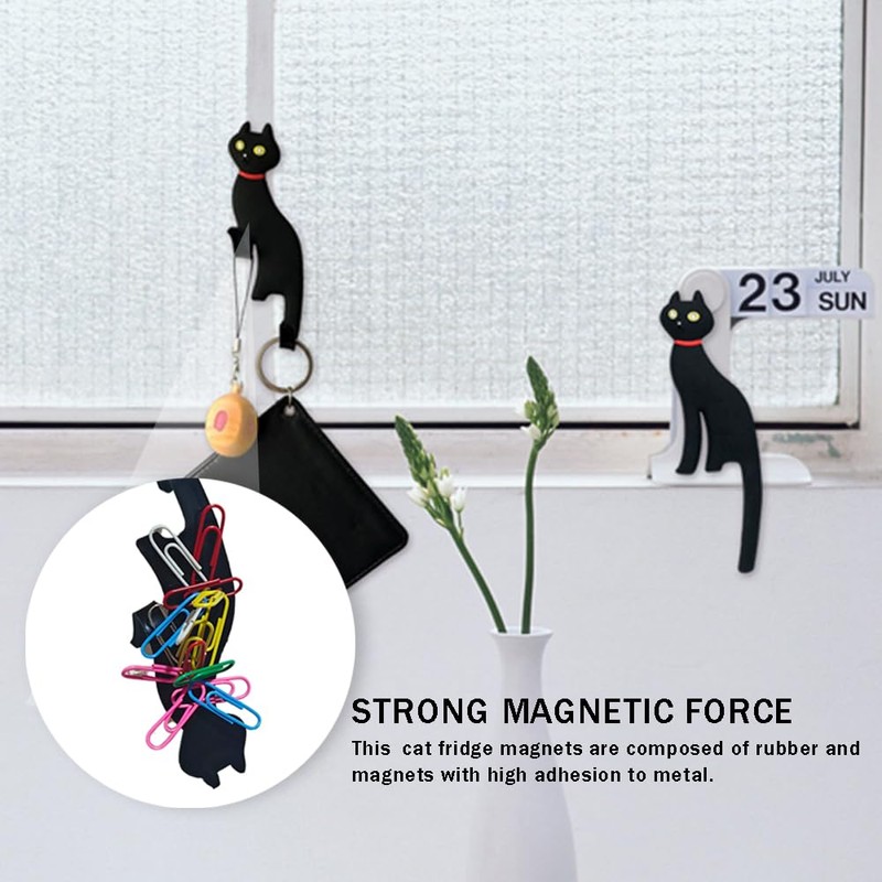 Ouliget Cute Magnetic Hooks for Refrigerator,3D Cat Office Magnets with