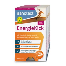 sanotact EnergieKick (8 x 20 Capsules) • Energy Capsules as Energy Booster • Caffeine Tablets with Taurine & Vitamin B2 • Awakening for Fatigue & for More Energy • 100% Vegan