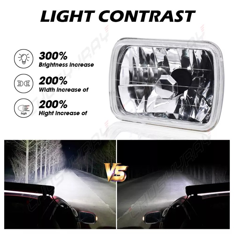 CHUSYYRAY Pair 5x7" 7x6" LED Headlights Hi/Lo DRL fit Toyota