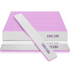 Nail File 100/180 Grit Professional Reusable 25 PCS Double Sides Washable Nail Files for Acrylic and Natural Nails Manicure Tools Suit for Home Salon