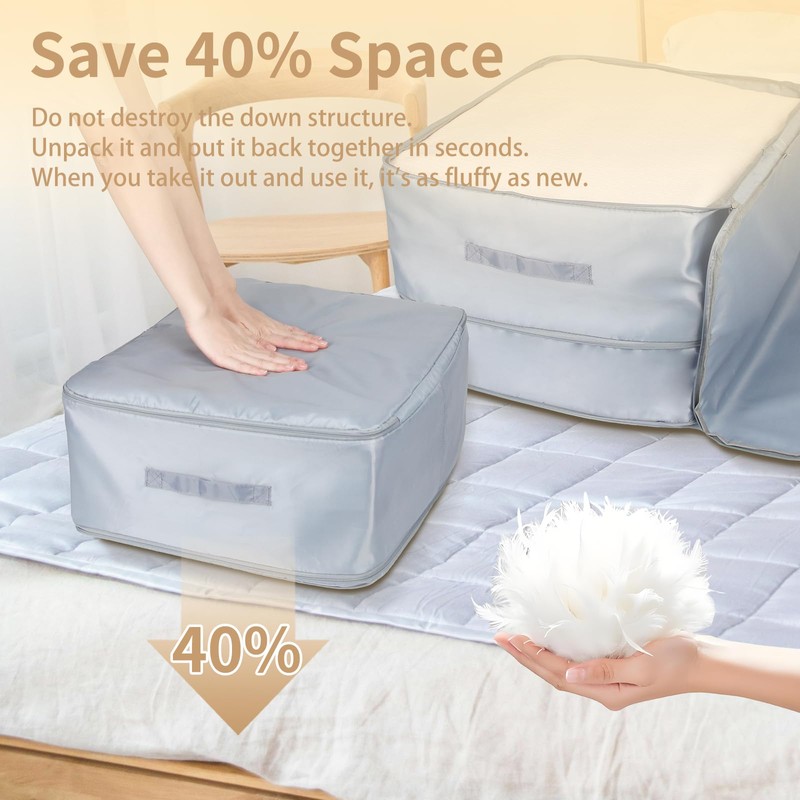 Ultra Space-Saving Self-Compressing Organiser, Large Self-Compressing Movable Organiser Bag, Grey