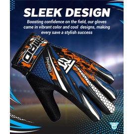 Goalkeeper Gloves for Kids Boys Youth, Soccer Goalie Gloves Kids with Double Wrist Support, Strong Grip Double Padded Palm football gloves boys (Blue, Size 3 suitable for 5 to 6 years Old)
