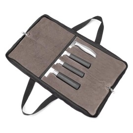 QEES Knife Roll,Heavy Duty Knife Bag,Waxed Canvas knife Case with 4 Slots For Knives & Kitchen Tools,Chef Knife Bag With Handle.Portable Knife Roll Bag For Chefs Culinary Traveling.Knives Pouch