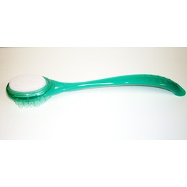 Body & Sole Elite Bath Brush with Pumice Stone -- Two-sided bath brush, soft bristled side for cleaning and massaging your back, legs, and feet, opposite side is pumice stone for exfoliating (Green)