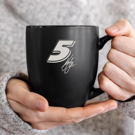 Rico Industries NASCAR Racing Kyle Larson 15oz Laser Engraved Matte Black Ceramic Bistro Mug - for Hot or Cold Drinks