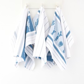 High Quality Tea Towels Gift Set Made of 100% Cotton I Kitchen Towels 70 x 50 cm (Gift Set (3 x Kitchen Towels), Cactus Blue