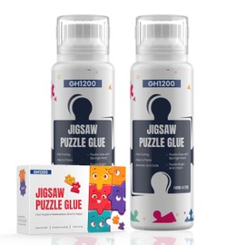 2 Pack 140ml Jigsaw Puzzle Glue with New Sponge Head, Suitable for 1000/3000/5000 Pieces, Clear Water-Soluble Quick Dry, 280ml