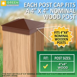 GreenLighting 4x4 Aluminum Pyramid Post Cap Cover (Brown 12 Pack) Fits 4x4 Nominal Wood (True 3.5 x 3.5) Powder Coated Matte Outdoor Caps Cover, Fence, Decking, Waterproof