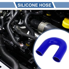 X AUTOHAUX 1 Pcs 48mm/1.89" ID 150mm/5.91" Length 180 Degrees Blue Car Silicone Hose Coolant Hose Universal