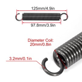GUNGY Tension Springs with Hooks Piano Wire Tension Spring Tension Spring 125 mm Outer Diameter 20 mm Wire Diameter 3.2 mm Maximum Tension 28.7 kg 3.2 x 20 x 125 mm Pack of 2