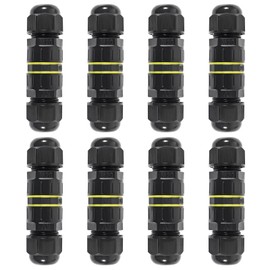8PCS 3 Pole Wire Connector Waterproof IP68 Outdoor Electrical Junction Box,M20 2Way 3Pin for Cable Ø0.18-0.4in for Outdoor Underground Cable, LED Street Landscape Lights,CE Certified