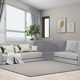 AHUAWA Corner Couch Cover, Stretch Velvet Corner Sofa Cover for L Shape Sectional Recliner Couch Reclining Sofa Additional Seat, Furniture Protector Slipcover with Elastic Bottom