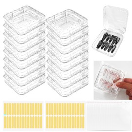 Daily Treasures 92-teiliges Nagelverpackungsset mit 16 Rauten-Boxen 7,5×7,5cm + 60 Klebebänder & 16 Beutel - Professionelle Nagelpräsentation für Salon, Onlinehandel & DIY-Künstler