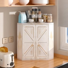 TQQDCI TQQDCI Corner Bread Box for Kitchen Countertop,Storage Container for Homemade Bread, Double Layer BreadBox, Large Capacity Bread Storage Bin, Vintage Farmhouse Breadbox Organizer,Antique White