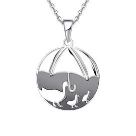 FJ 925 Sterling Silver Duck Necklace Pendant for Women