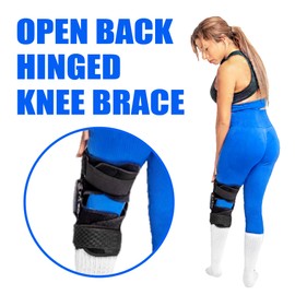 Physiohab KneeFlex Active Hinged Knee Brace, Adjustable Straps, Lightweight Hinge System, Open Back Knee Brace - (Large)