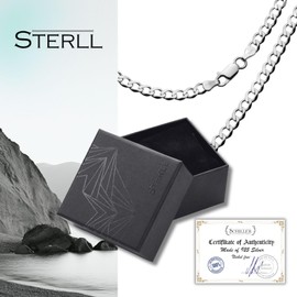 STERLL Men's Solid 925 Silver Necklace, Great Gift for Husband or Boyfriend, with Gift Box, Silver
