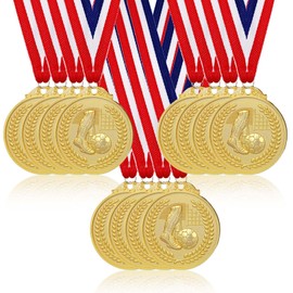 Medals for Children: 12 Pcs 5cm Gold Football Medals for Children, Sports Day Gold Medals for Kids Adults, Gold Medals for Kids Adults Sports Day Prizes, Gymnastics Competitions, Party Favours (Gold)