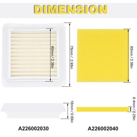 ZAMDOE 2 Pack A226002030 Air Filter + A226002040 Pre Filter for Echo SRM-2620 SRM-3020 BRD-2620 EB262 M262 C262 AHS262 Trimmers Blower Lawn Mower with Spark Plug Fuel Filter