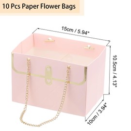 ZFCZR 10 Pcs Paper Flower Bags and 12Pcs 3D Gold Butterfly Decor-Flower Gift Boxes Sets, Bouquet Bags for Arrangements Wedding Valentine's Mother's Day Birthday(White/5.94''×3.94"×4.13")