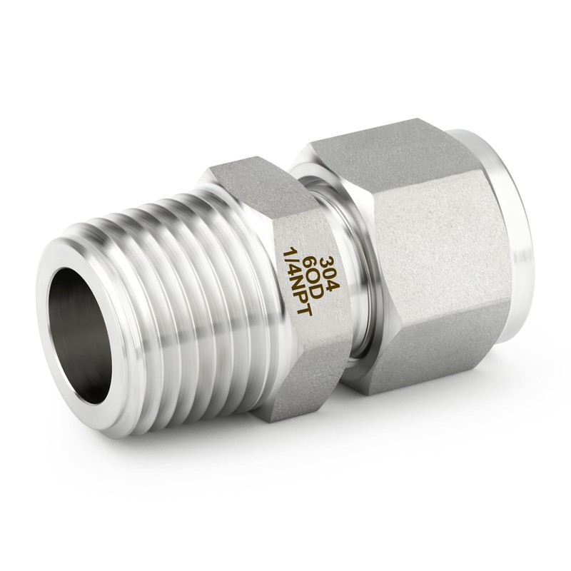 TAISHER 5PCS 304 Stainless Steel Compression Tube Pipe Fitting Connector,