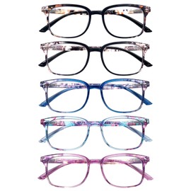 STASTEND 5 Pack Reading Glasses Blue Light Blocking for Women,Computer Readers with Spring Hinge (Multicolor-C5, 3, multiplier_x)