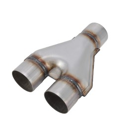 Floshine 409 Stainless Steel Diesel 2.25''inlet/2.25''outlet Exhaust Y-Pipe, 2.25 Inch Single/2.25 Inch ID Dual Pipe 10" Overall Length