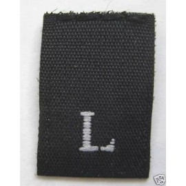 Sean Label 100 PCS WOVEN CLOTHING LABELS, BLACK SIZE TAGS - LARGE - L