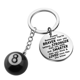 BNQL 8 Ball Keychain Billiards Gift for Billiards Lover Pool Players Gifts Lucky 8 Ball Charm Keychain Billiards Ball Keyring, Music Note Keychain, Large