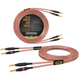 WORLDS BEST CABLES Van Damme 2 x 2.50 mm2 (2x 14AWG) - 1 Meter – 99.99% UP-LCOFC Figure-8 Audiophile Hi-Fi Speaker Cable Pair w/Eminence Gold Plated Banana Plugs
