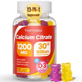 13-in-1 Calcium Citrate Gummies, 1200 mg with Vitamin D3, K2, Magnesium, Zinc, Ultimate Absorption Calcium Supplements for Women & Men, Bone, Muscle Support, Blueberry Pineapple Flavor, 60 Gummies-48