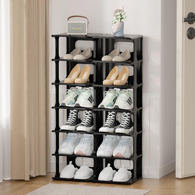 HAIXIN Vertical Narrow Tall Shoe Rack for Front Door Entrance,