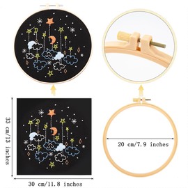 Traziewell Embroidery Kits Cross Stitch Kits for Beginners Moon Hand Starter Kit for Adults with Instructions for Decor Home Room Black Cloth 0608