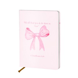 Cute Preppy Notebook for Women, Coquette Pink Bow Bible Notebooks for Note Taking, Christian Notebook Journal, Inspirational Bible Journal Hard Shell Note Book, Hardcover Notebooks Religious Gifts