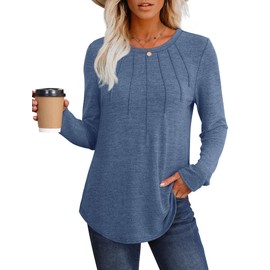 WIHOLL Sweaters for Women Trendy Tunic Tops Business Casual Outfits 2025 Navy XL