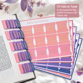 Bible Tabs for Women & Men, Bible Book Tabs for Study Bible, Large Gold Print Repositionable Bible Index Tabs, Bible Labels Tabs, Bible Study Supplies(Pink-Purple)