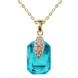 Navachi 18k Gold Plated Square Lake Blue Zircon Az6039 Pendant Necklace 16"+2"