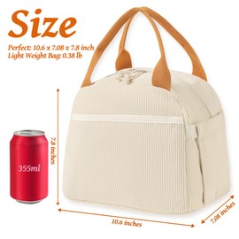 BTOOP Lunch Box for Women Men Cute Corduroy Lunch Bags Large Capacity Insulated Lunch Tote Bag For Work Travel Or Picnic