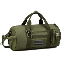 ArcEnCiel Small Tactical Duffle Bag Men Gym Pack Military Molle Shoulder Bags Shoes Storage Sports Handbag with Patch (Green)