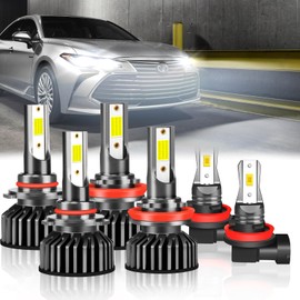 9005 H11 and H11 Fog Light Bulbs, 500% Brighter, 6000K Cool White, 50000 Hours Lifespan, IP68 Waterproof, Pack of 6