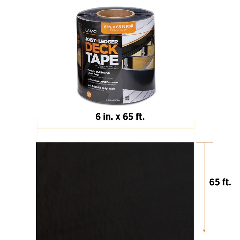 Camo Deck Joist and Ledger Tape, 6” x 65’, Butyl