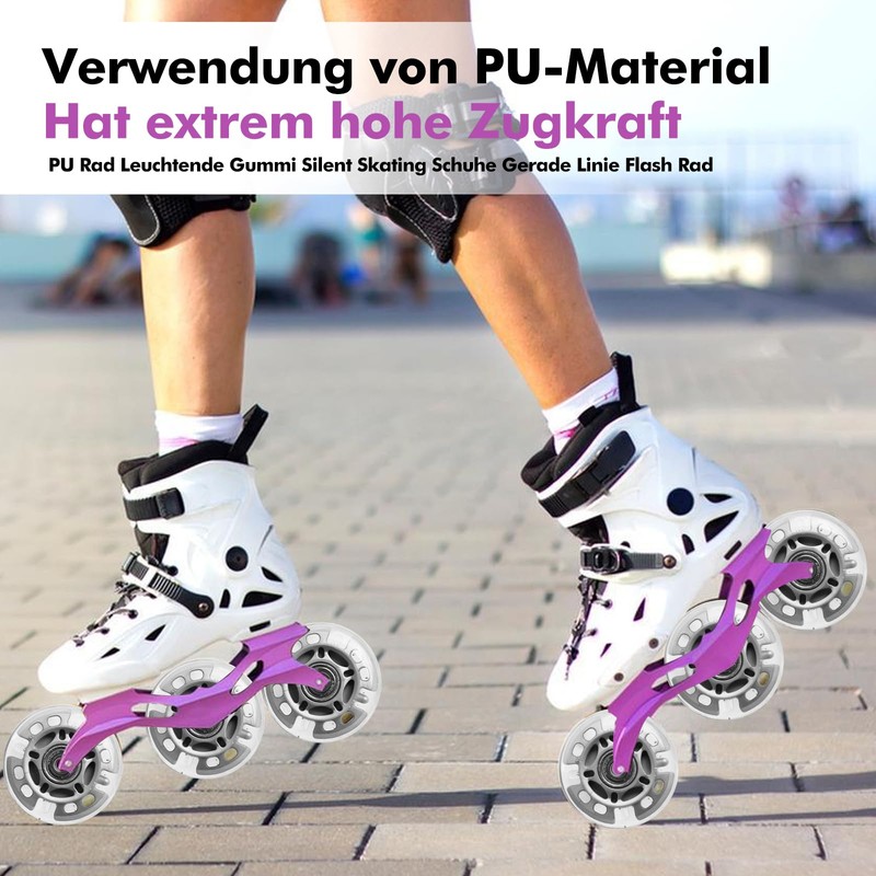 Pack of 8 LED Inline Skate Wheels 72 mm -
