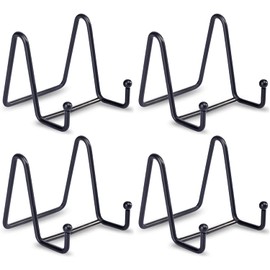 Plate Stand Iron Frame Stand Plate Stand Picture Frame Bookstand, Black (Set of 4)
