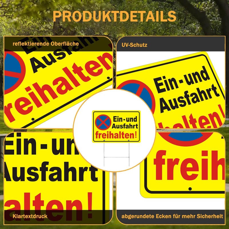 Signs Entryway Ausfahrt Freihalten with Posts 30 x 20 cm
